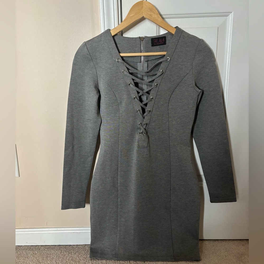 Gray long sleeve dress size M